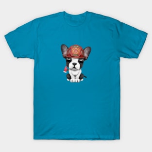 Cute French Bulldog Puppy Firefighter T-Shirt